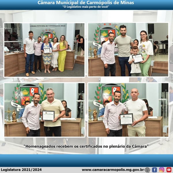 Câmara entrega moções de aplausos a autores e intérpretes do Hino a Carmópolis