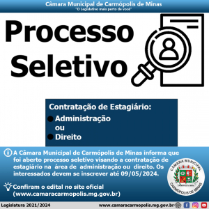 EDITAL Nº 001/2024 PROCESSO SELETIVO SIMPLIFICADO PARA CONTRATAÇÃO DE ESTAGIÁRIOS